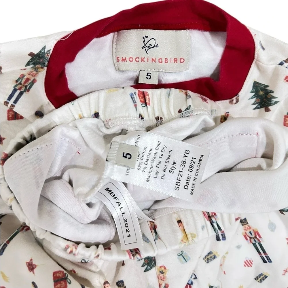 Smockingbird Festive Christmas nutcracker print Pajama Set Red & White size 5